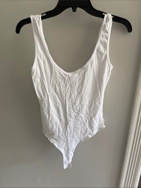 Charlotte Russe White Scoop Neck Tank Bodysuit